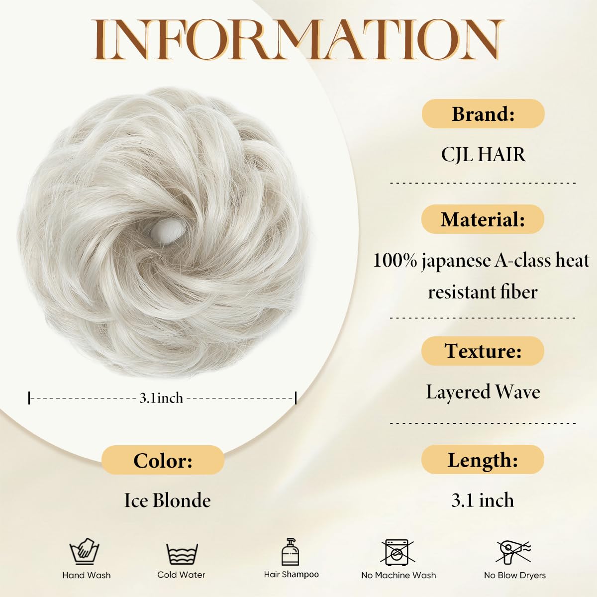 Small Messy Bun Hair Pieces for Women - Synthetic Curly Mini Scrunchies | 2PCs Ice Blonde
