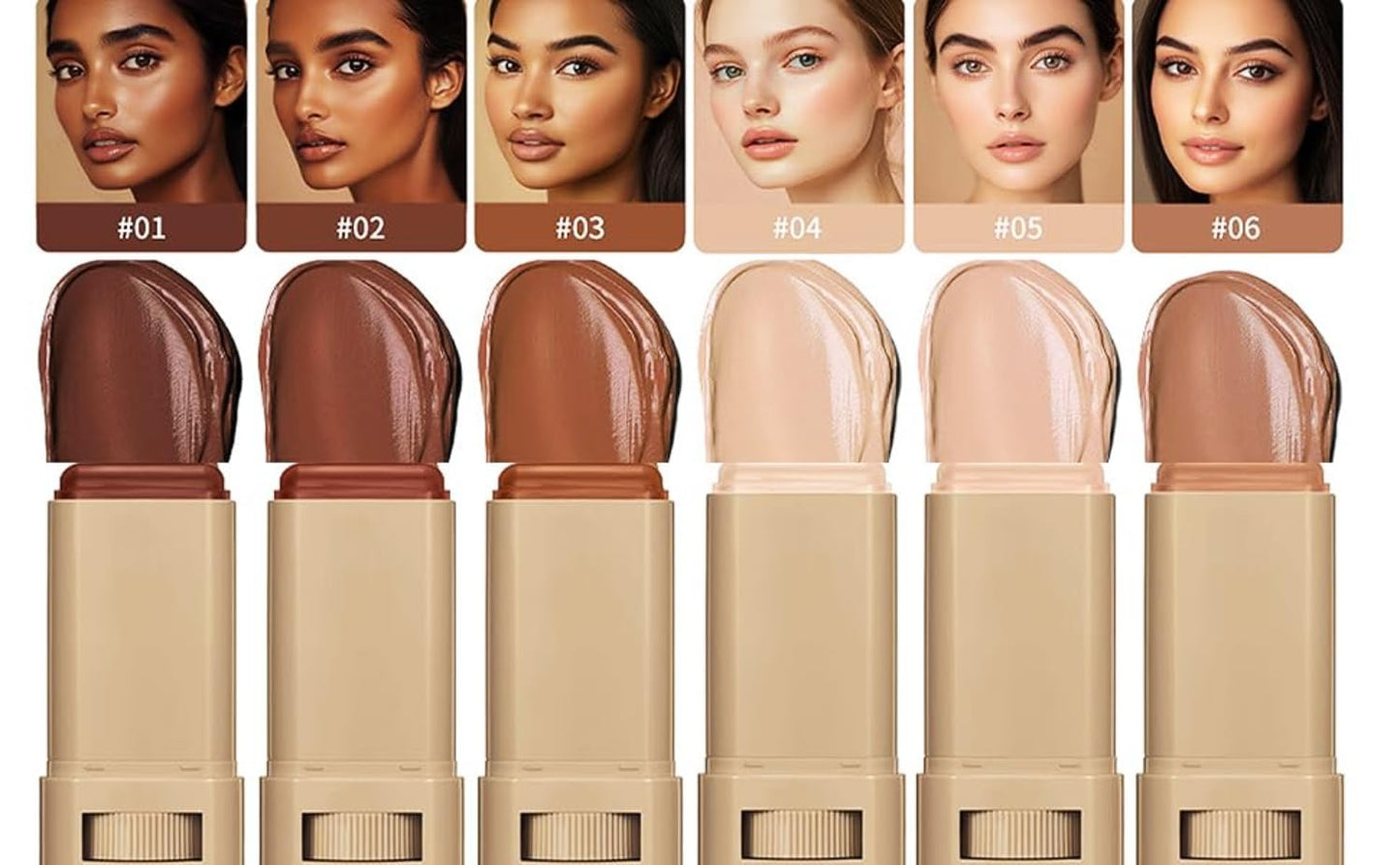 2-in-1 Foundation Concealer Makeup Stick - Creamy Formula for Mature Skin | Brightens Tone, Covers Blemishes, 6 Shades Available