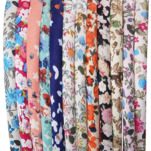 12PCS Floral Satin Headbands for Girls - Colorful Hair Accessories