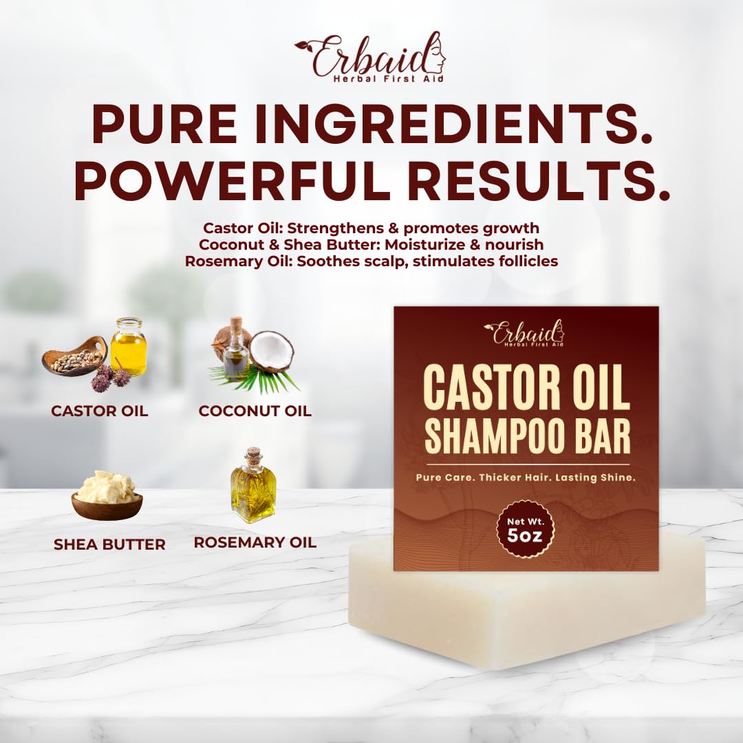 Castor Oil Shampoo Bar – Natural Solid Shampoo for Hair Growth & Thinning Hair | Hydrating & Moisturizing Care