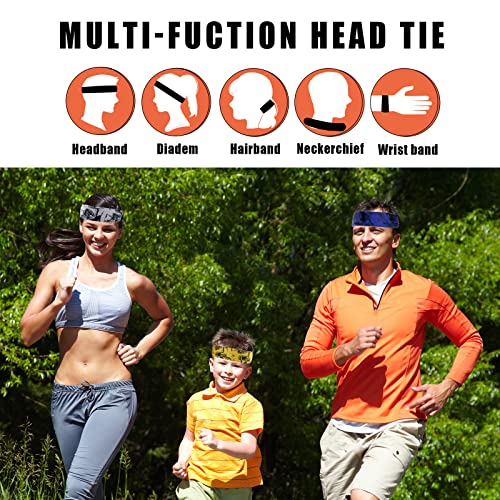 ONEYE Tie Headband Sweat Bands - Adjustable, Breathable, Ninja Print - 6 Pack for Sports & Workouts