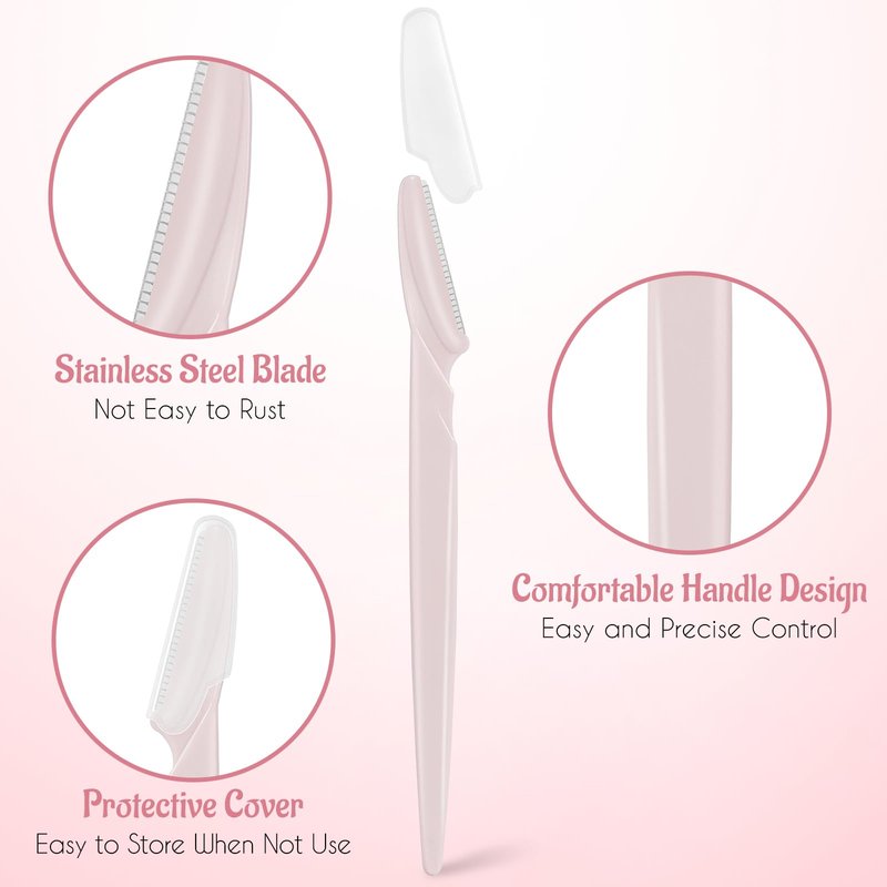 JHZMCRX 6 Pcs Eyebrow Razor Face Razors Multipurpose Facial Razors for Women Men Eyebrow Trimmers Shaver with Protective Cover Dermaplaning Facial Hair Removal Tools Light Pink