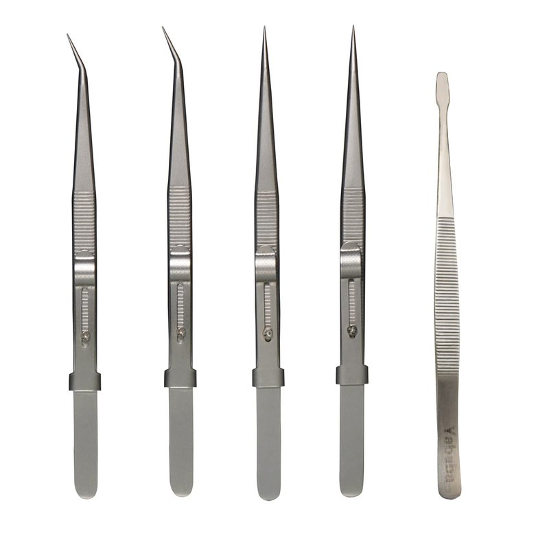Tweezers, 5Pcs Precision Tweezers Set - Anti - Static Stainless Steel Tweezers for Electronics, Jewelry Making, Medical and Laboratory Work, Craft, Model Building, Soldering, Watch, Car Repair, Etc
