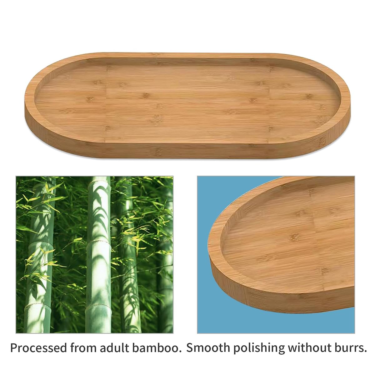 Bamboo Soap Tray, 1Pcs Soap Dish Bathroom Small Tray Oval Countertop & Dispenser Trays Dresser Ring Dish for Home Bathroom Decor, Holder Bathtub Organizer