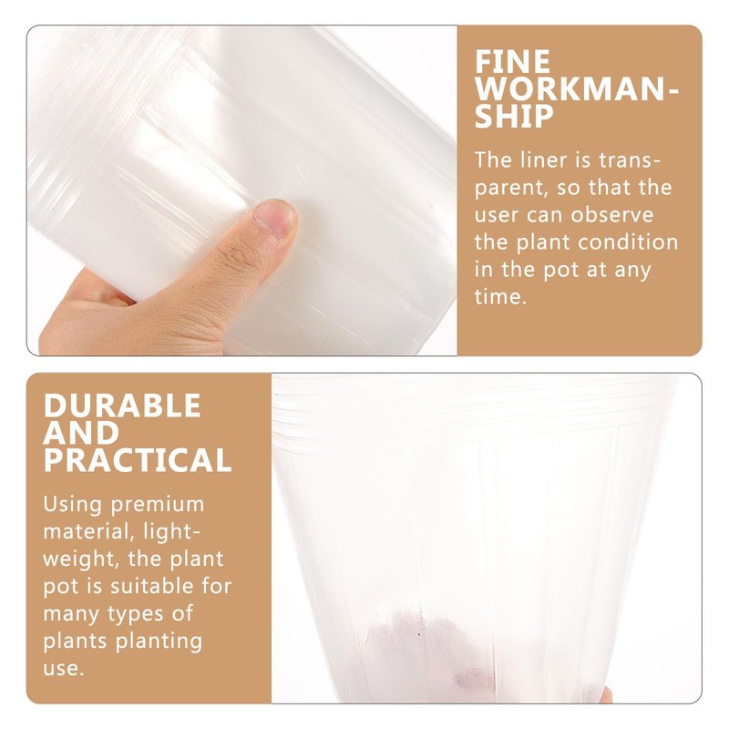 POPETPOP 10 Pcs Flower Pot Liner, 5.7 Inch Plant Pot Saucer, Plastic Round Flower Drip Tray for Indoor Outdoor, Transparent Plant Pot Liner, Nursery Pot Liner