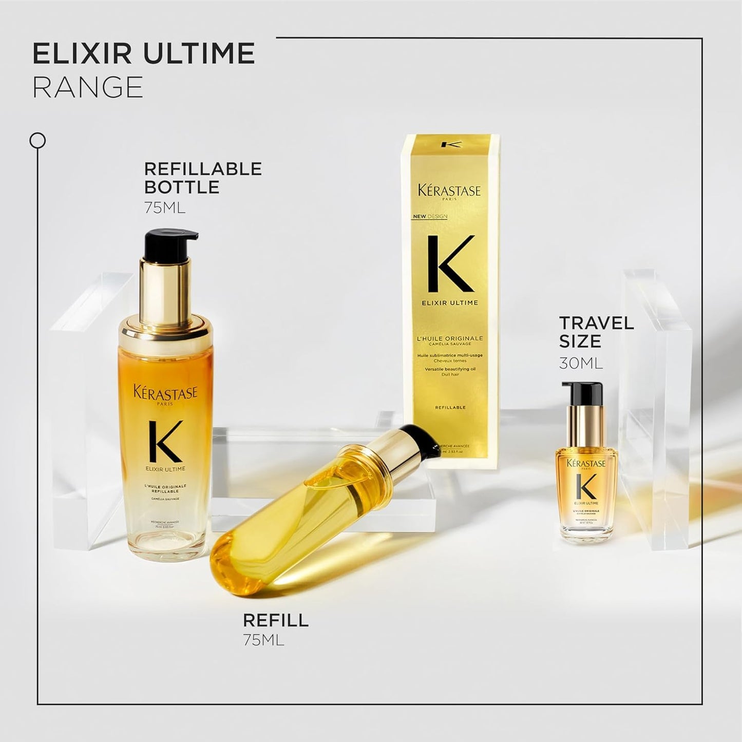 Kerastase Elixir Ultime Hair Oil - Hydrating Frizz Control & Shine Enhancer | Nourishing Wild Camellia Extract