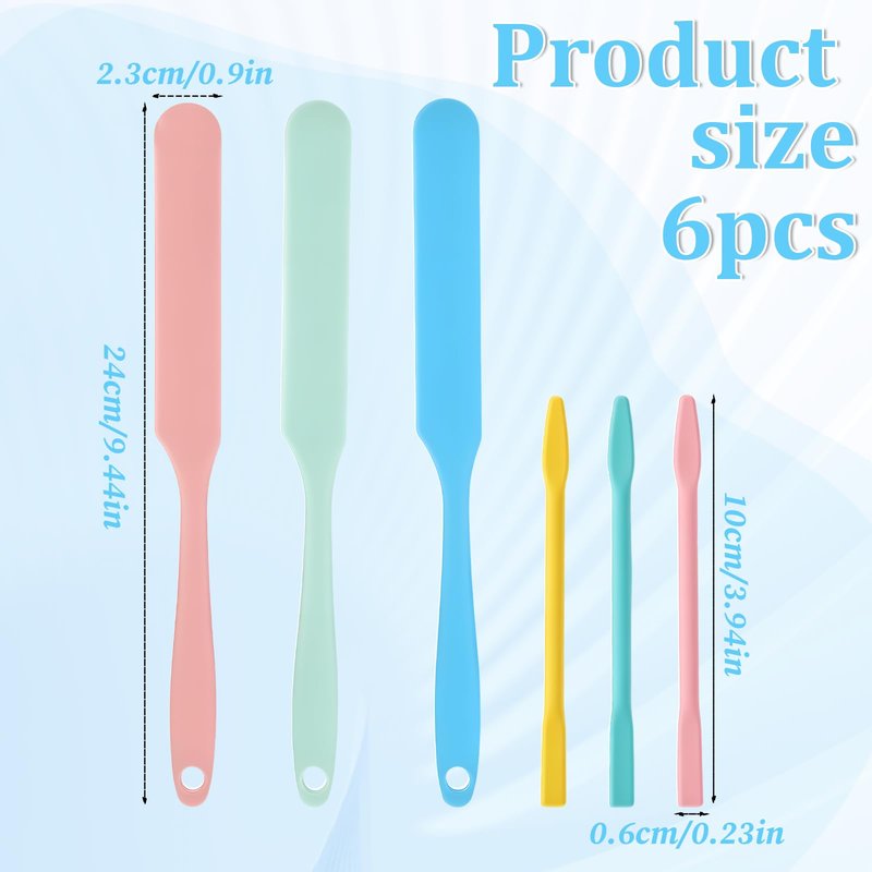6PCS Non Stick Wax Spatulas Set, Silicone Waxing Sticks Hair Removal Sticks Applicator, Large Reusable Hard Wax Scraper, Eyebrow Waxs Stick For Home Salon Body Use Mixing Scraping Spreading