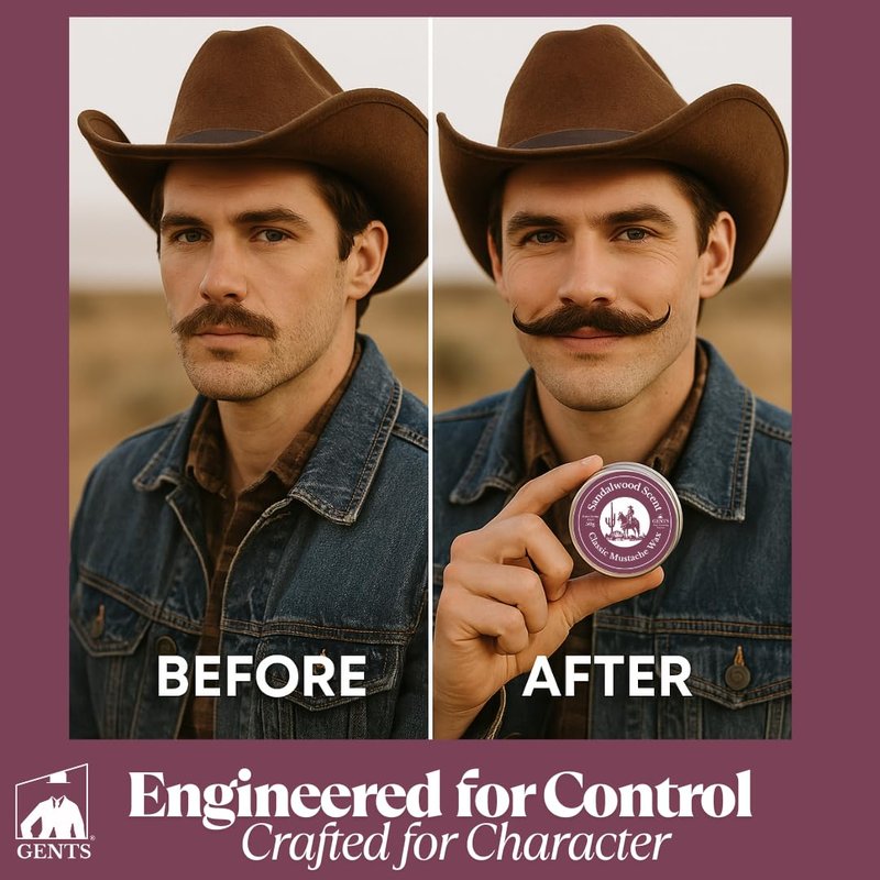 G.B.S Gents Strong Hold Sandalwood Mustache Wax, Easy Application, Restyleable, long lasting hold