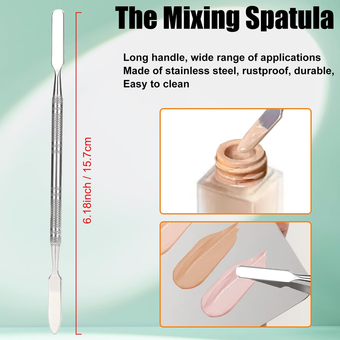 LePinko 2PCS Stainless Steel Cosmetic Spatula Set, Blackhead Remover and Makeup Mixing Tool for Salon Home Use, Silver