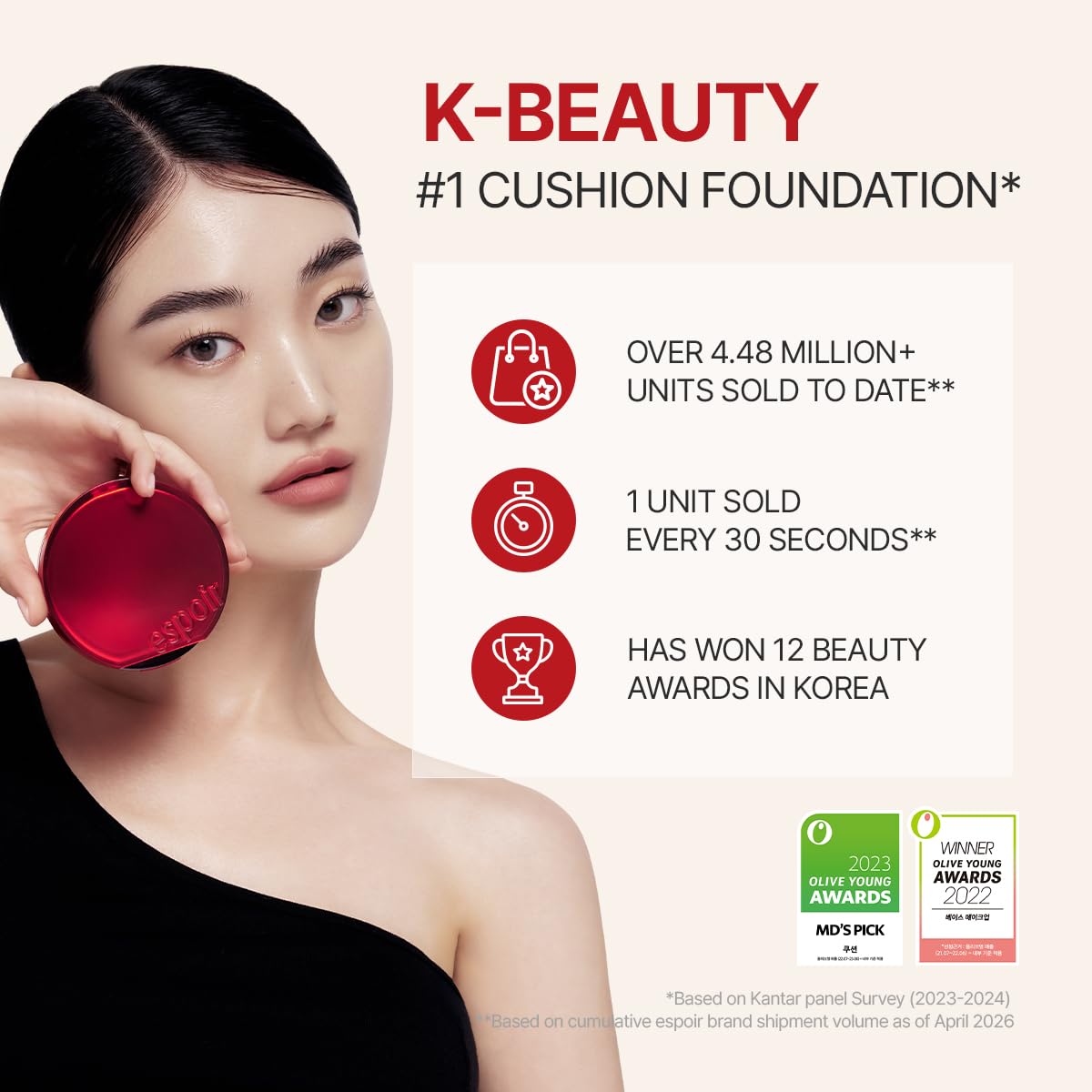ESPOIR Be Velvet Cushion Foundation #22 Petal | Quick and Easy Coverage with Long-lasting Color by Zero Oxidation, Velvety Smooth Finish & Lightweight Formula, Vegan, Korean Makeup, 0.46 oz