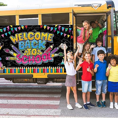 Welcome Back to School Banner - Large 72x43 Inch Backdrop for Classroom Decor
