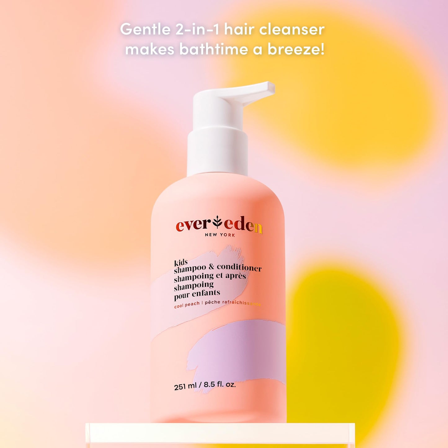 Evereden Kids 2-in-1 Shampoo & Conditioner, Cool Peach | Dermatologist-Tested, No Silicones | Gentle Care for Healthy Scalp & Hair, Age 3+ | Clean, Vegan, Sulfate & Paraben-Free, 8.5 fl oz