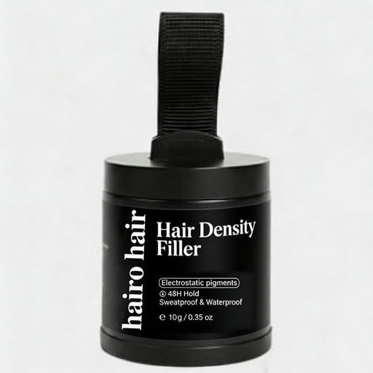 Hair Density Filler - 24-Hour Stain-Proof Hairline Powder for Bald Spot Concealing & Gray Root Touch Up, Instant Invisible Coverage for Men & Women, Waterproof, 10-Second Application (Black)