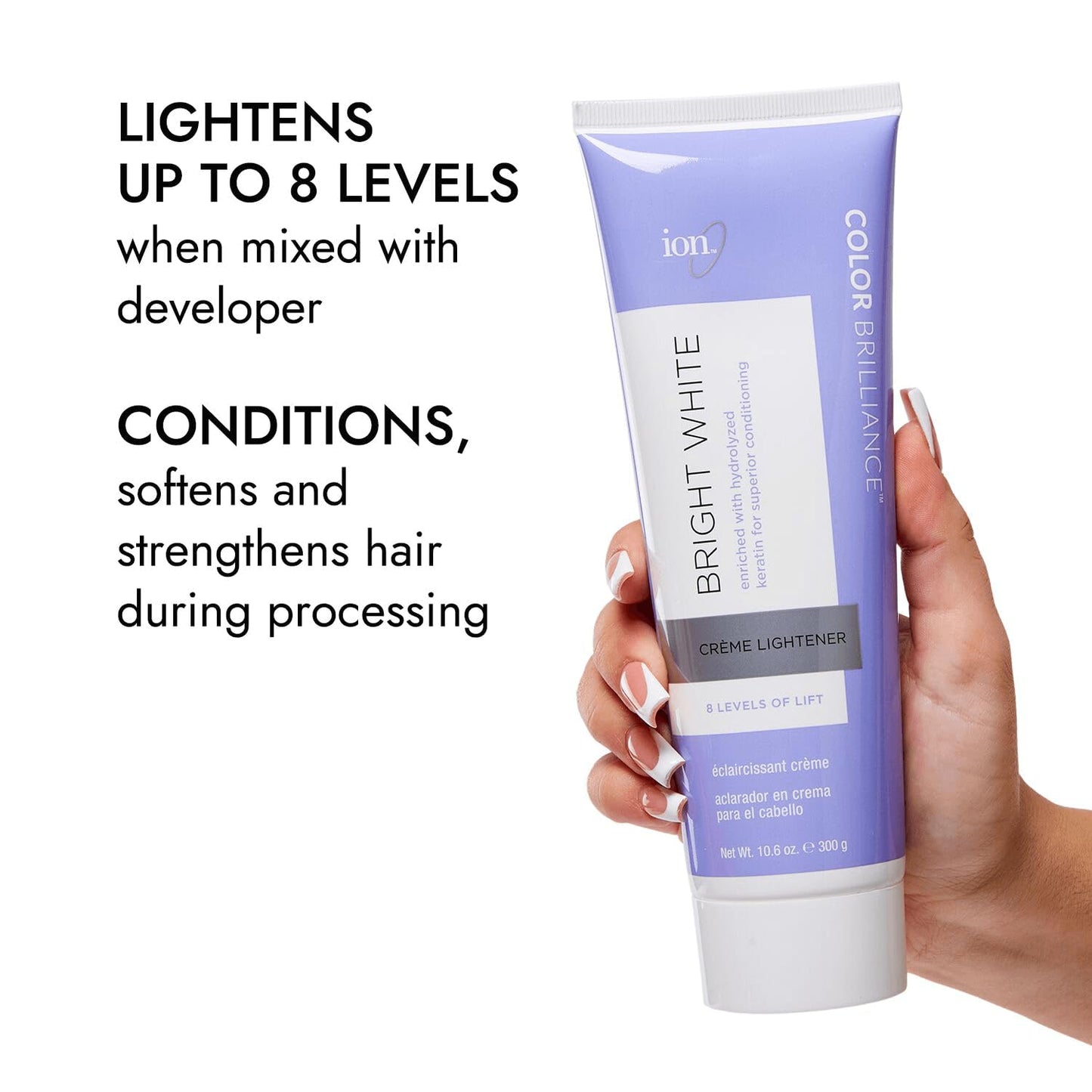 Ion Bright White Creme Lightener - Professional Hair Bleach for Luminous Color - 10.6 Oz
