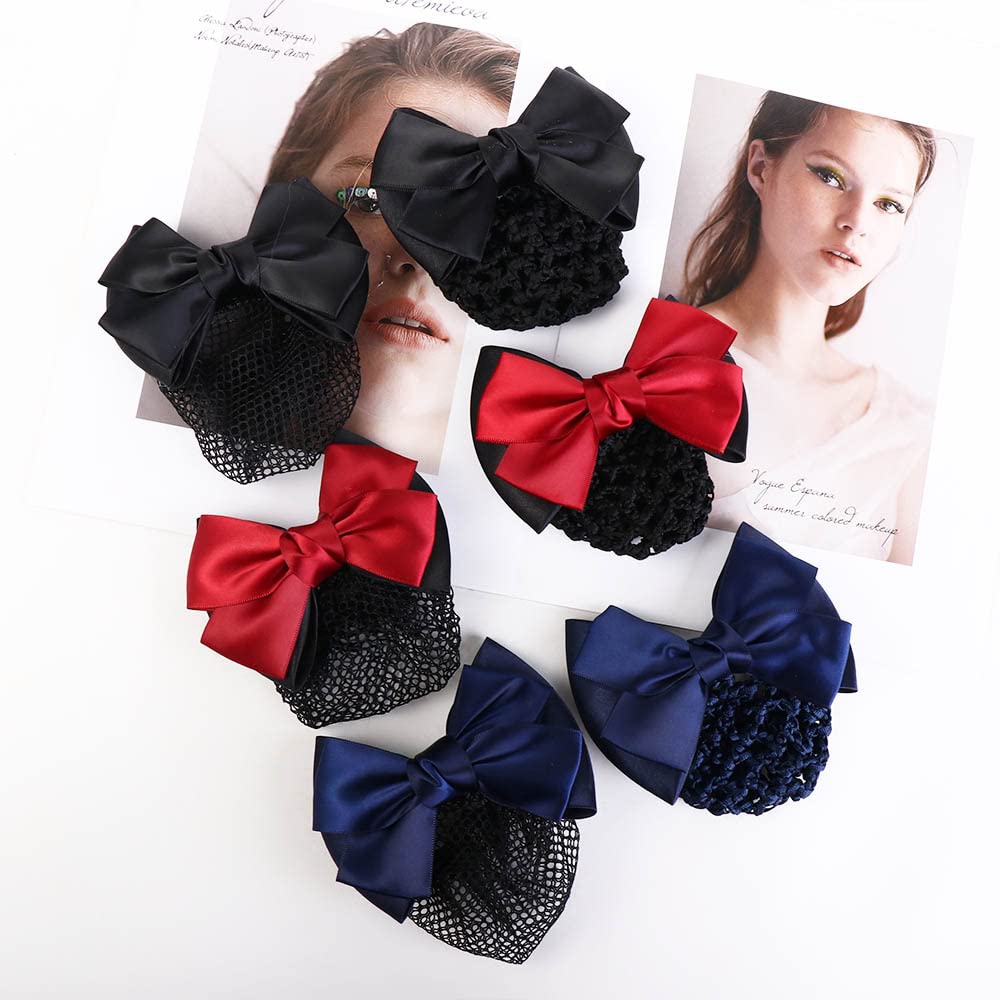 Net Bun Hair Cover Girls Women Barrette Hair Accessories Hairgrips Hair Clip Ribbon Net Bun Snood(06)