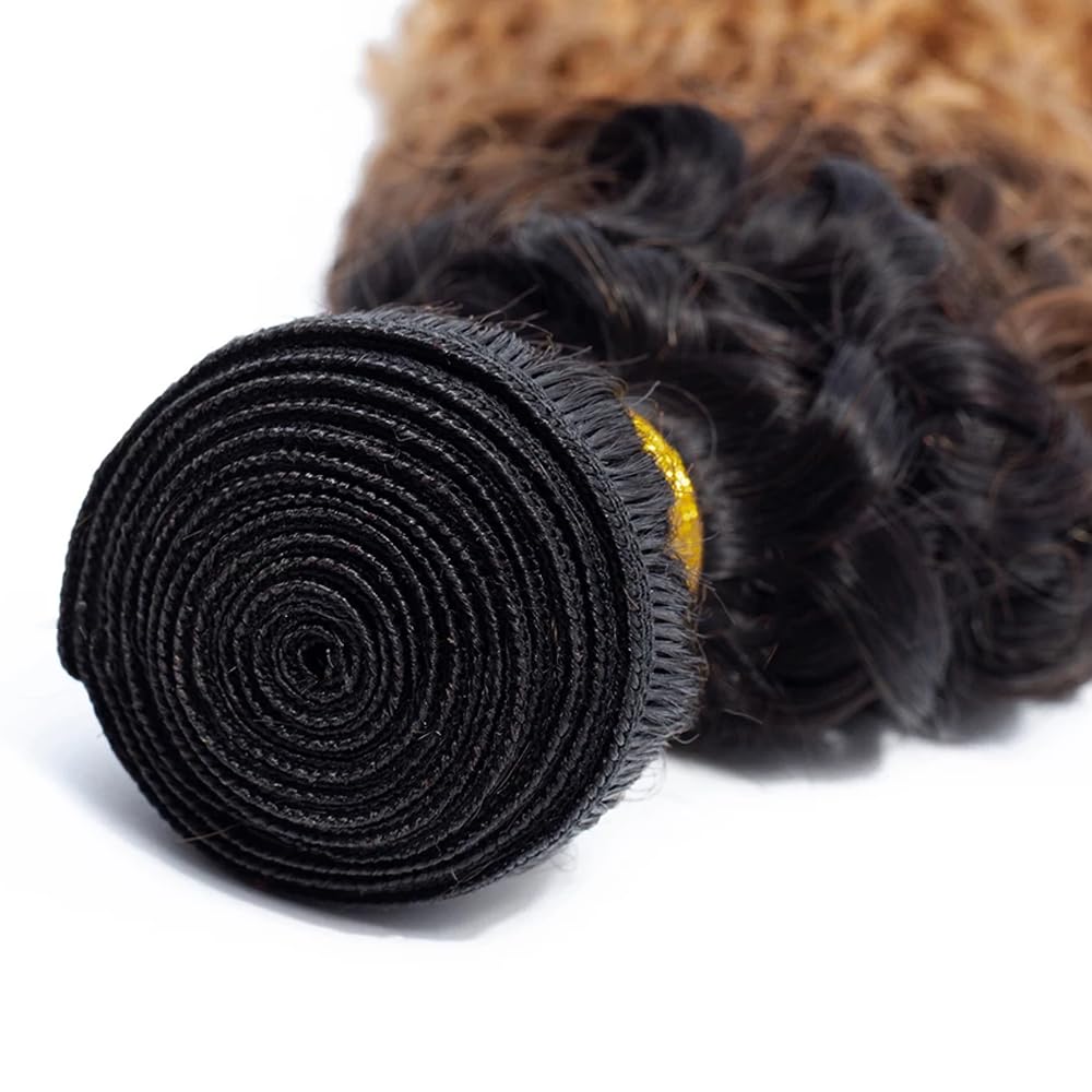 Ombre Brown Water Wave Bundles 1B430 Bundles Human Hair 26 28 30 Inch 8A Garde Brazilian Virgin Hair 3 Bundles Three Tone Black And Color #4 Mixed With Color #30 Human Hair Bundles Hair Weave