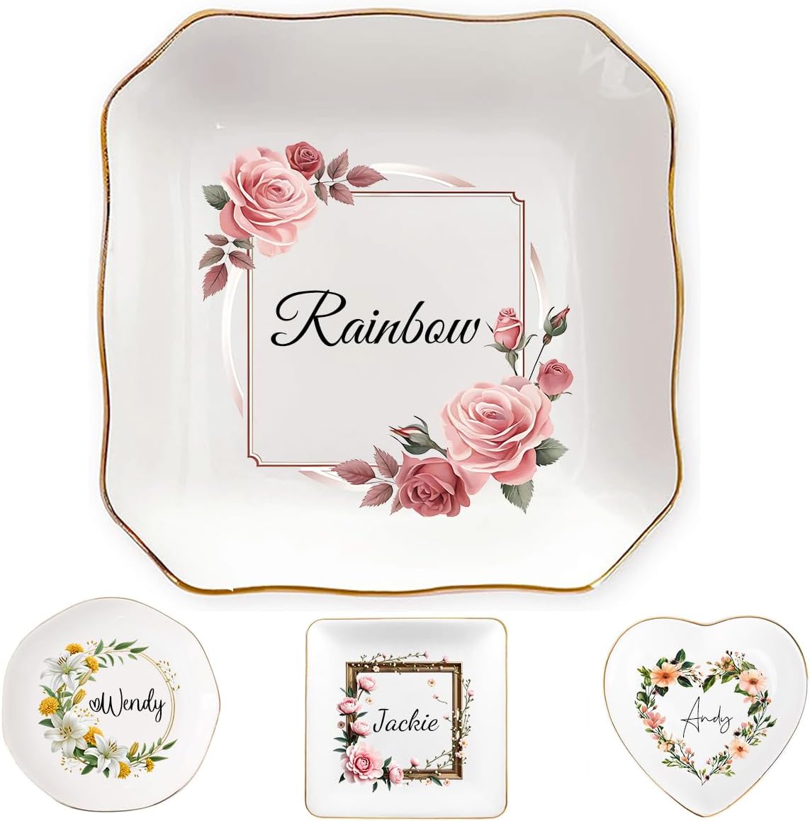 Custom Ceramic Ring Dish - Personalized Jewelry Tray for Name & Birthday | Ideal Gift for Mothers Day & Bridesmaids
