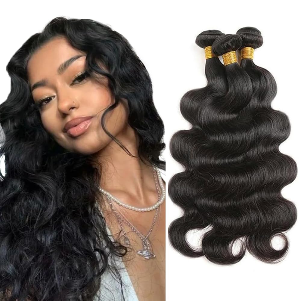 Body Wave Human Hair Bundles 20 22 24 Inch 150g Natural Black Color Peruvian Virgin Hair 3 Bundles Body Wave Bundles Double Weft Human Hair Extensions