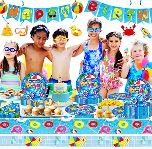 50 Pack 7-Inch Pool Party Paper Plates - Summer Beach Decorations
