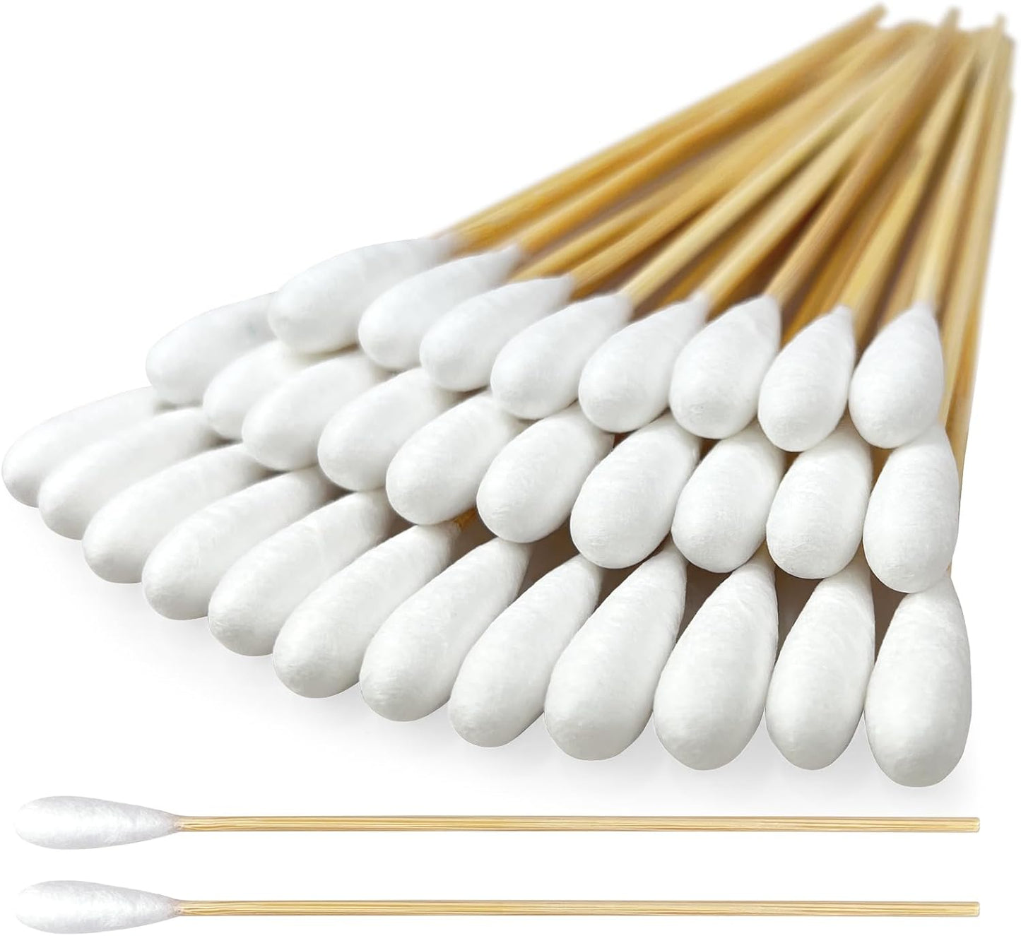 Cotton Swabs for Pet Cleaning - 6 Inch Bamboo Handle | 100 Pcs for Dogs & Cats
