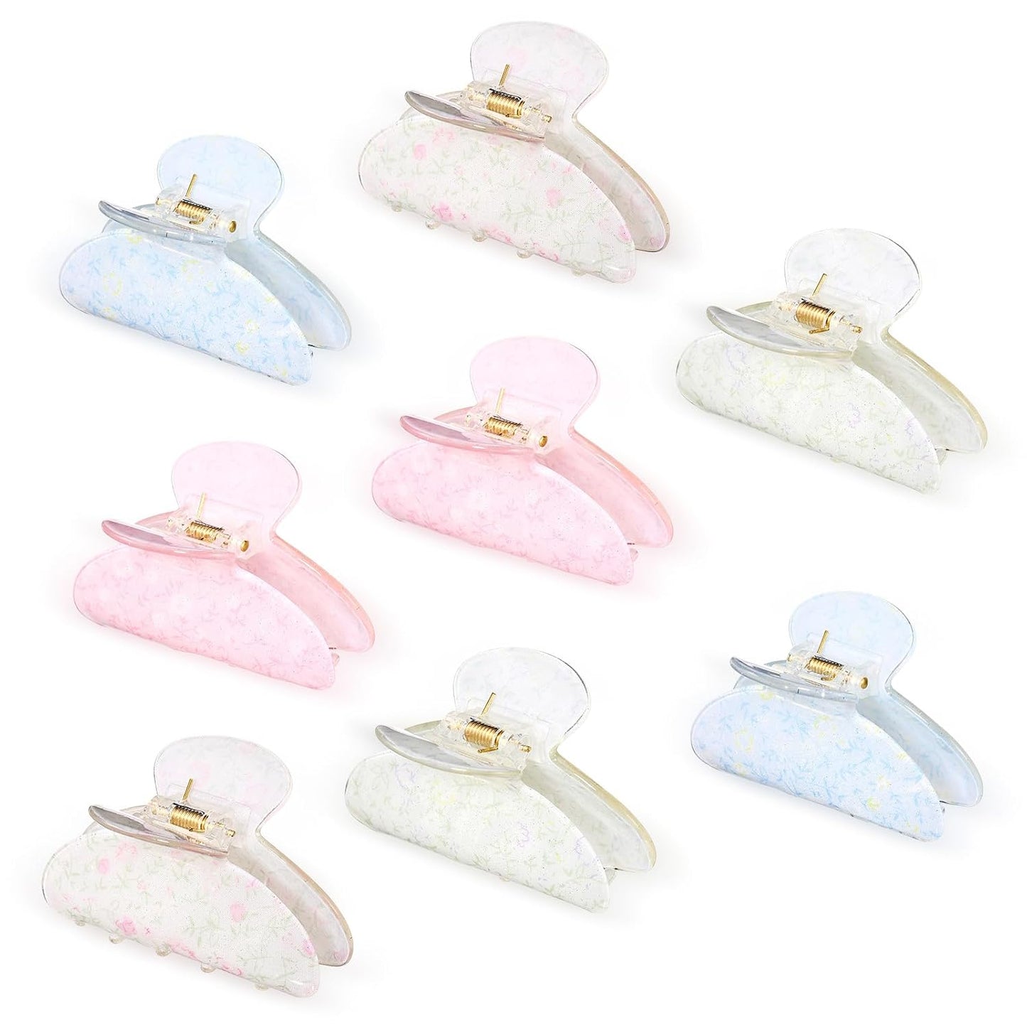 Large Acrylic Hair Claw Clips for Women - 8 Pcs Non-Slip Strong Hold | French Turquoise Color