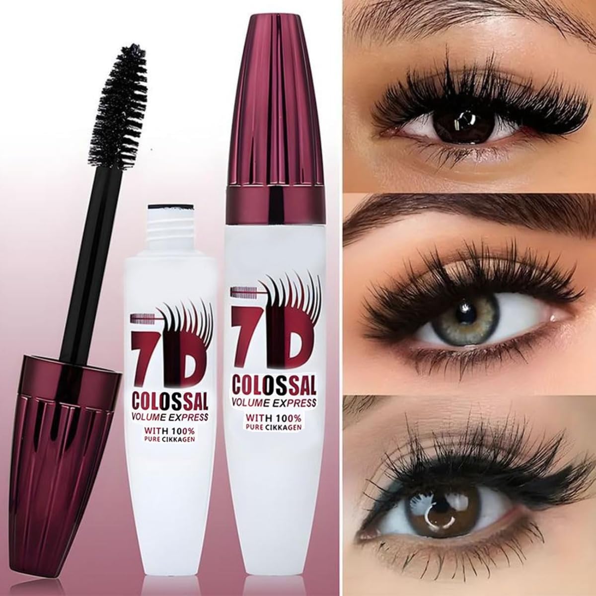 7D Waterproof Volume Mascara - Black Lengthening & Thickening Formula for Softer, Fuller Lashes | Long-Lasting Natural Curl