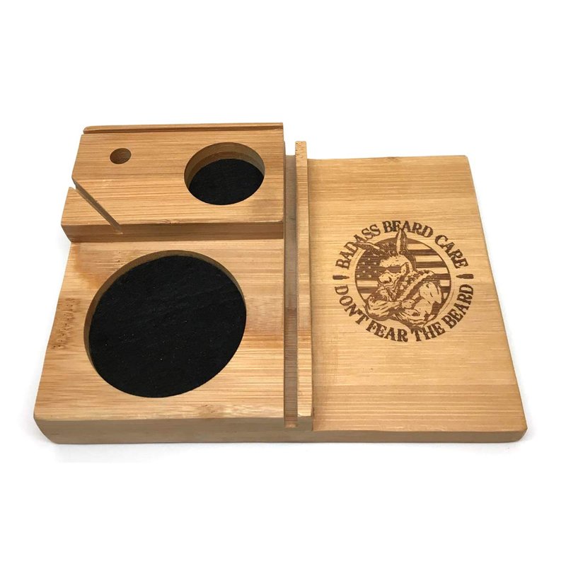 Badass Beard Care Hand Made, Solid Bamboo Caddy - Keeps Beard Care Products Contained to Organize Your Home.