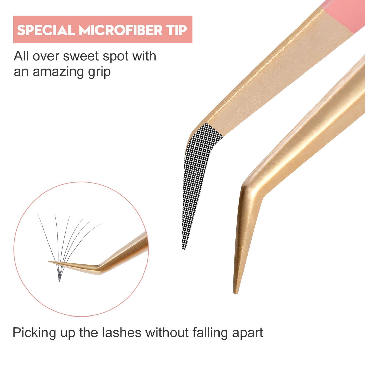 Ms.Queen Isolation Lash Tweezers,45 Degree 14cm Long&Slim Fiber Tip Tweezers for Individual & Classic Eyelash Extensions