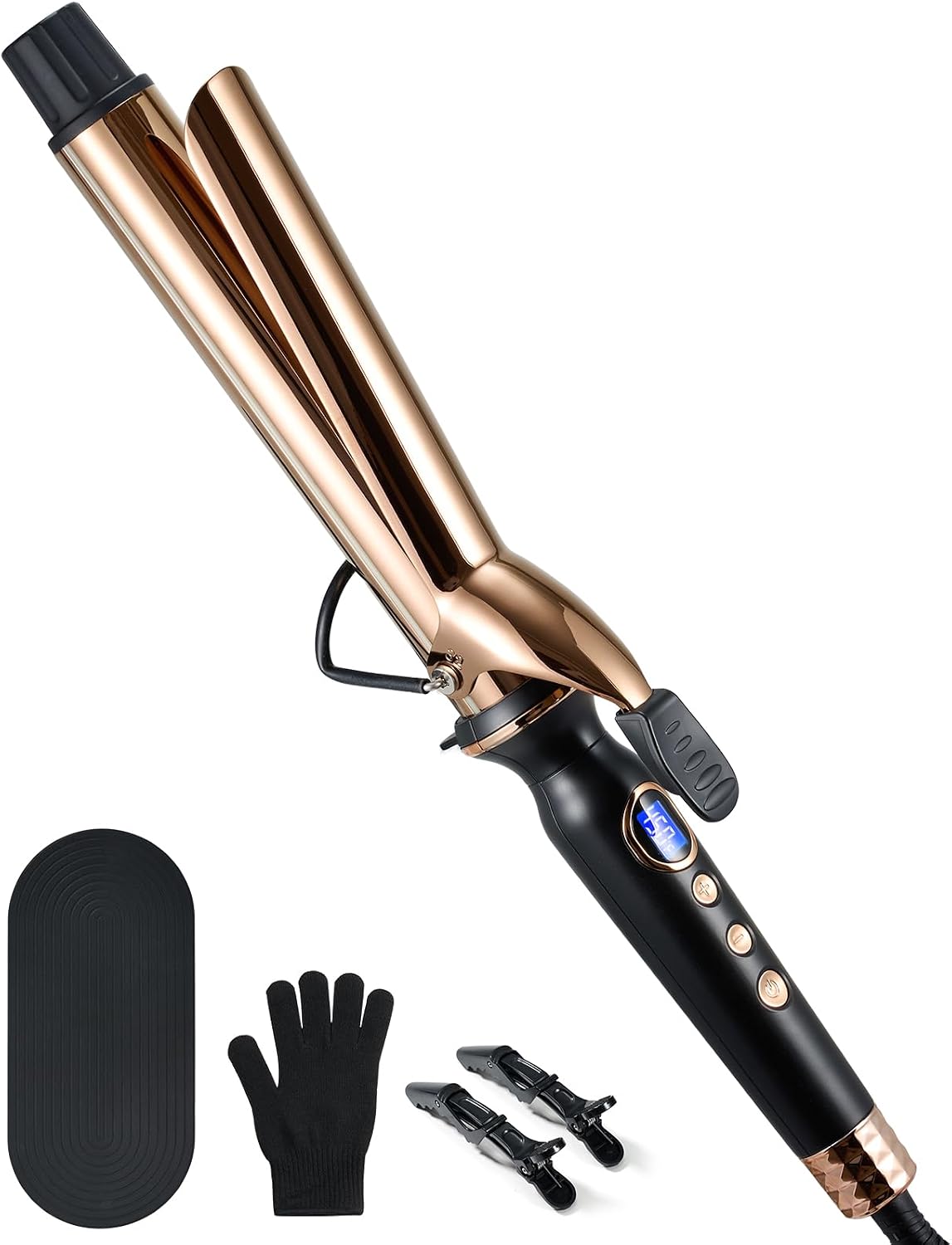 Titanium Curling Iron - 2 Inch Extra-Long Barrel for Long Hair | 12 Heat Settings, Auto-Off, Dual Voltage