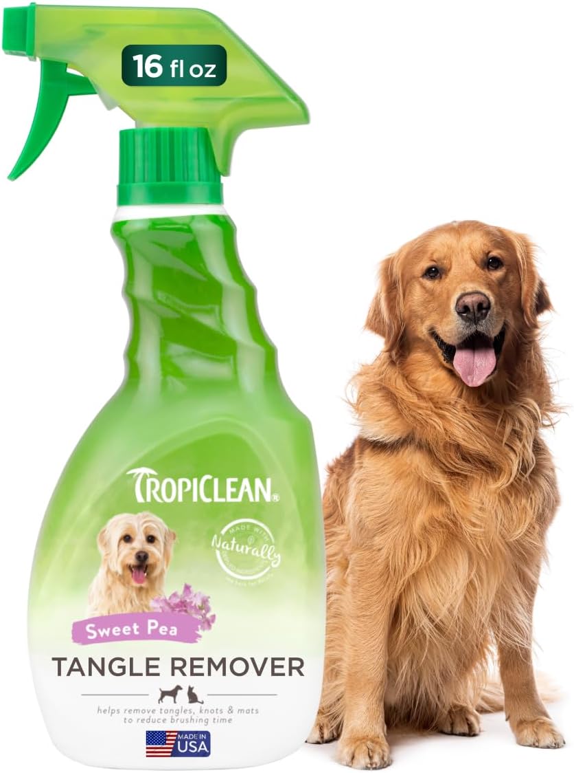 TropiClean Dog Detangler Spray - Leave-In Conditioner for Doodles & All Coat Types | 16 oz, Sweet Scent