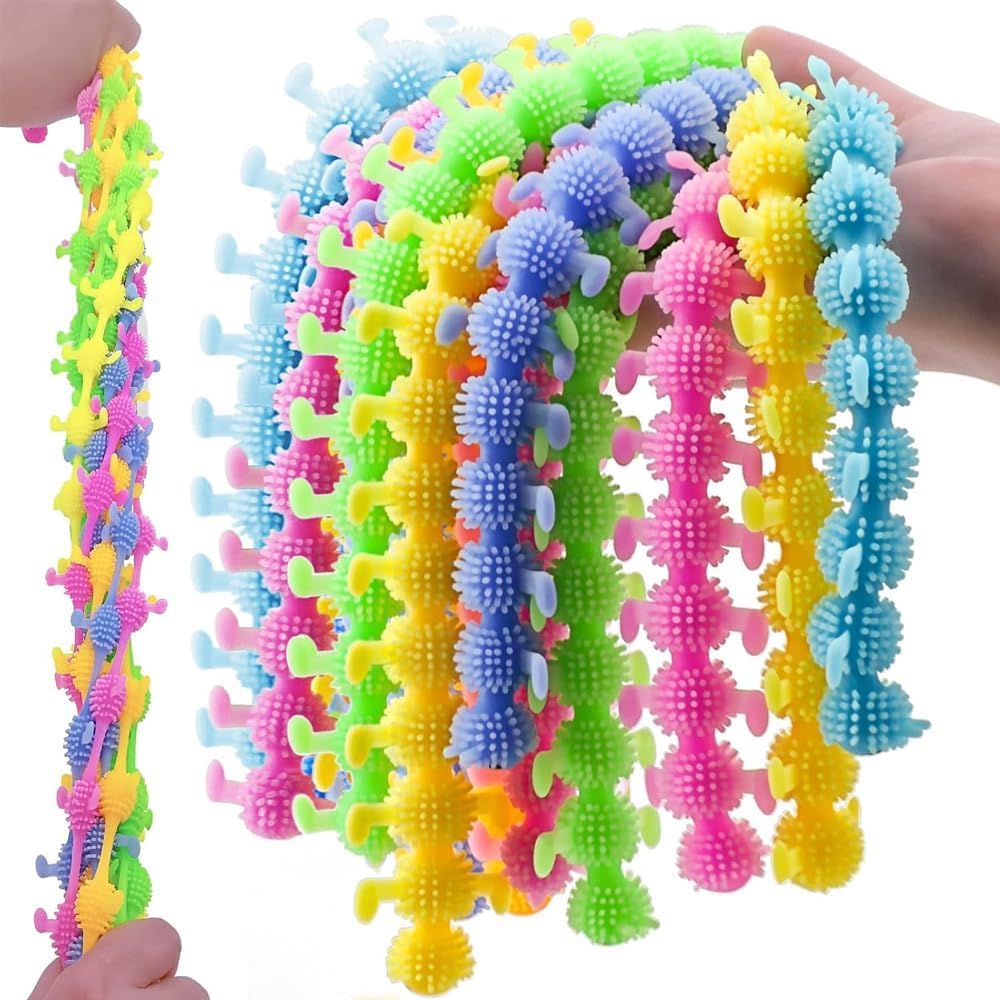 Colorful Caterpillar Fidget Strings - 5 Pack Stretchy Stress Relief Toys for Adults | Party Favors