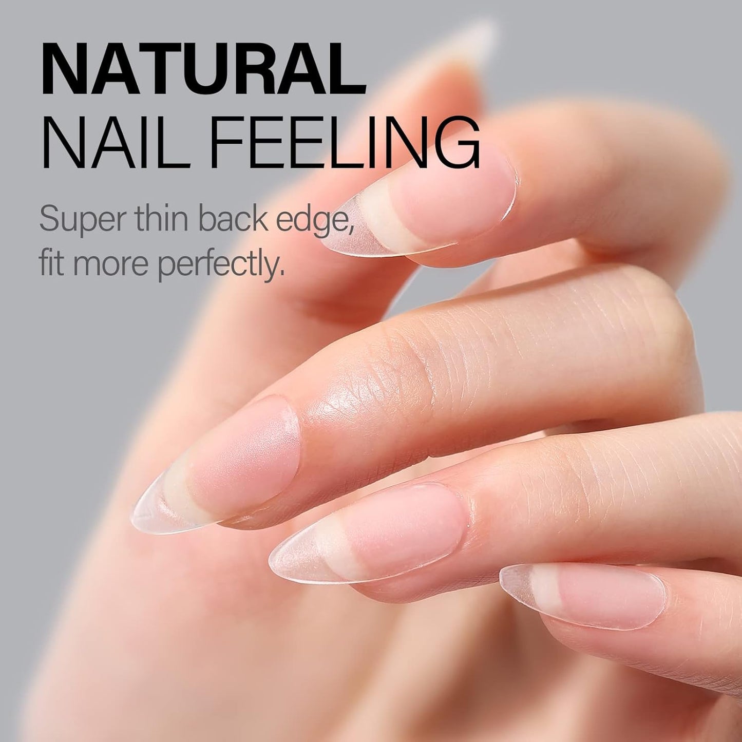 Almond Nail Tips - 450pcs Soft Full Cover Gel Nails | Pre-shaped Press-On Extensions in 15 Sizes for Beginners