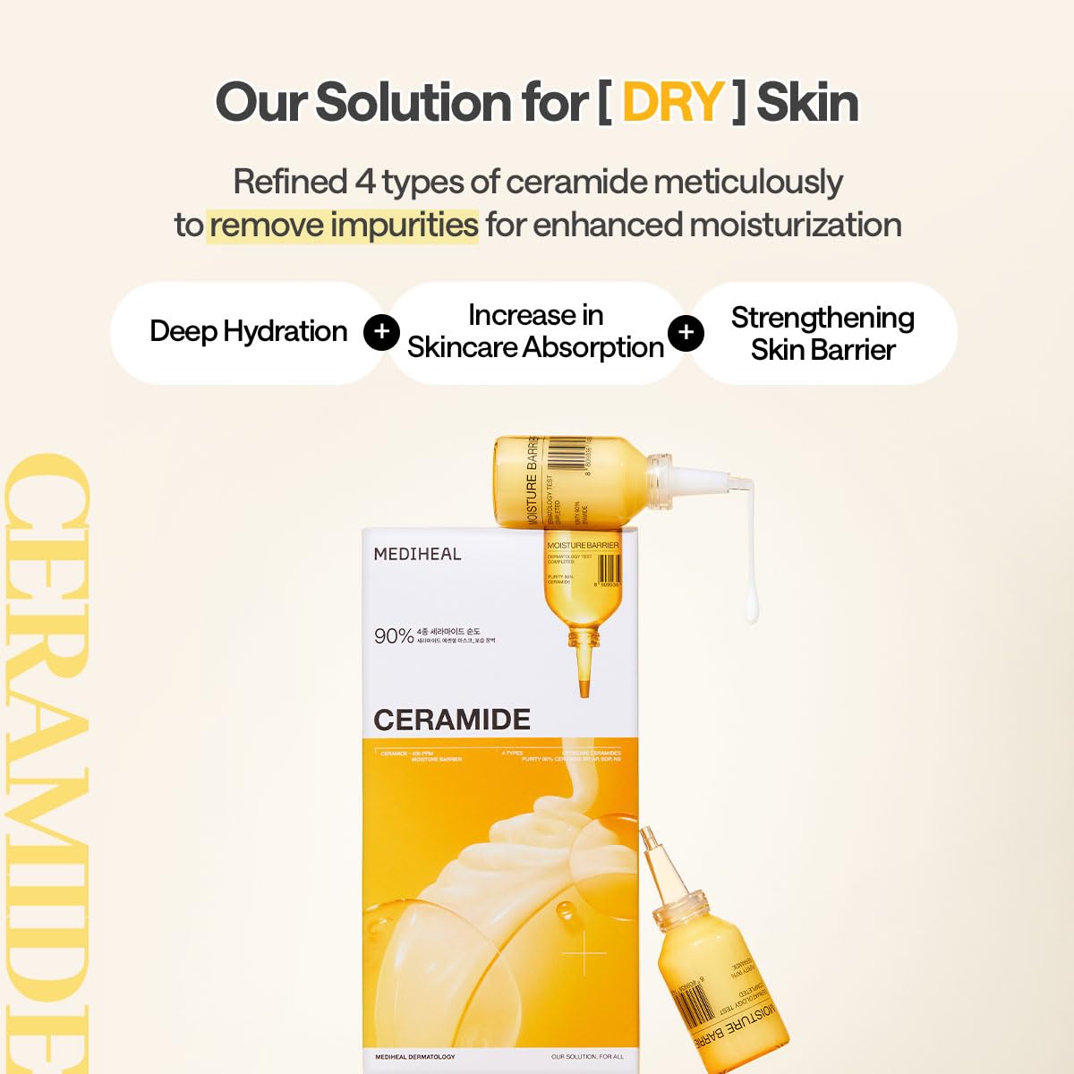 Mediheal Essential Face Mask - 90% Ceramide & Panthenol for Intense Hydration | 10-Piece Vegan Korean Sheet Mask