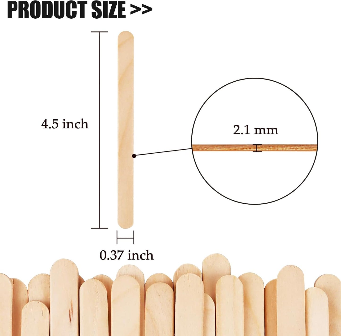 Craft Sticks - 200 Pcs Natural Wood Popsicle Sticks for DIY Crafts - 4.5 Inch Length