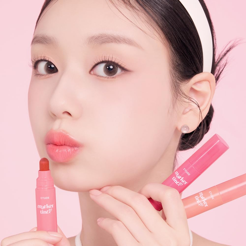 Dear Darling Marker Tint - Hydrating Long Lasting Lip Stain #5 Pink Tangerine (5g) | High Pigment Kbeauty Lip Tint