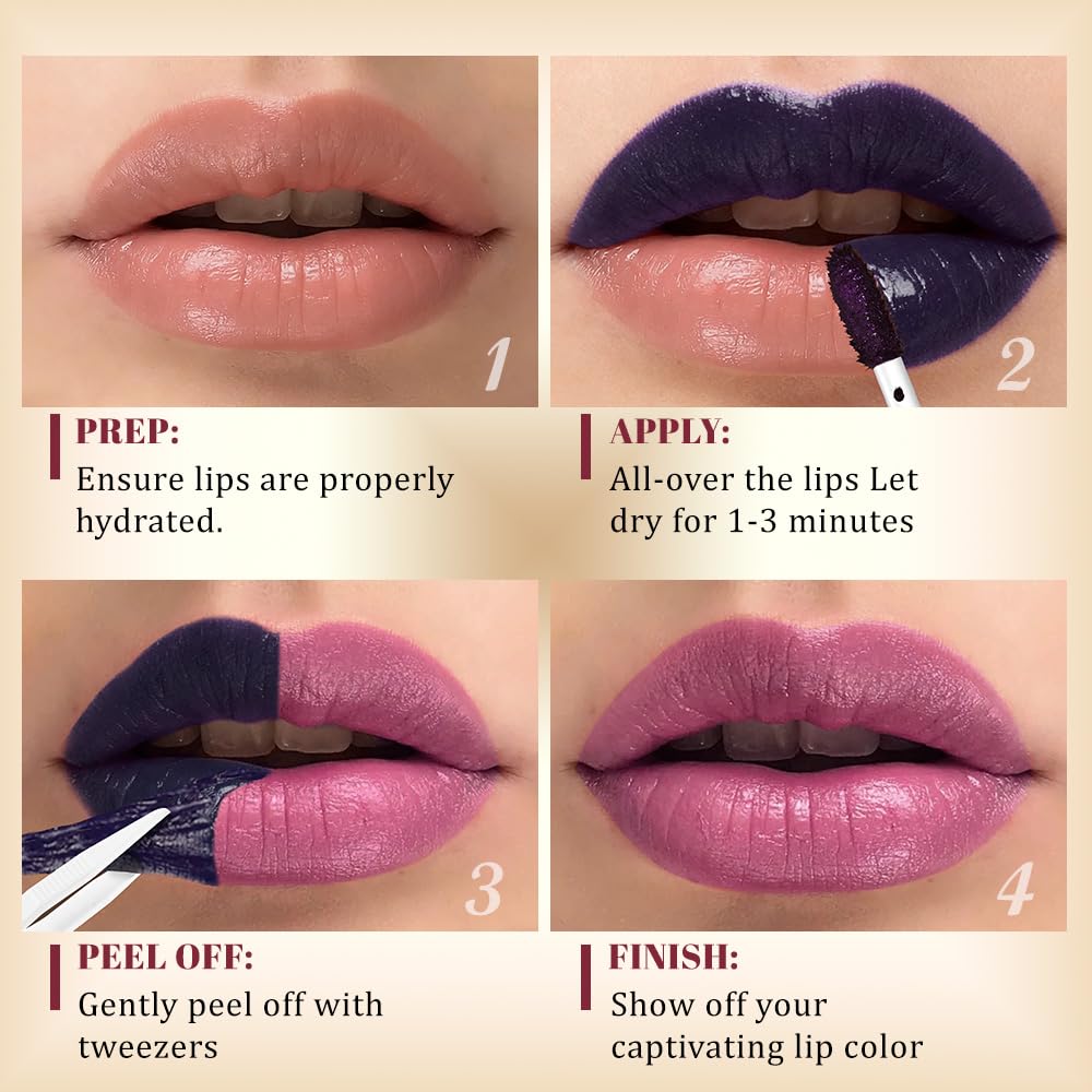 Rose Peel Off Lip Stain Tint - Matte Waterproof Lipstick for Women | Long Lasting, High Pigment, 24 Hrs Wear, 02