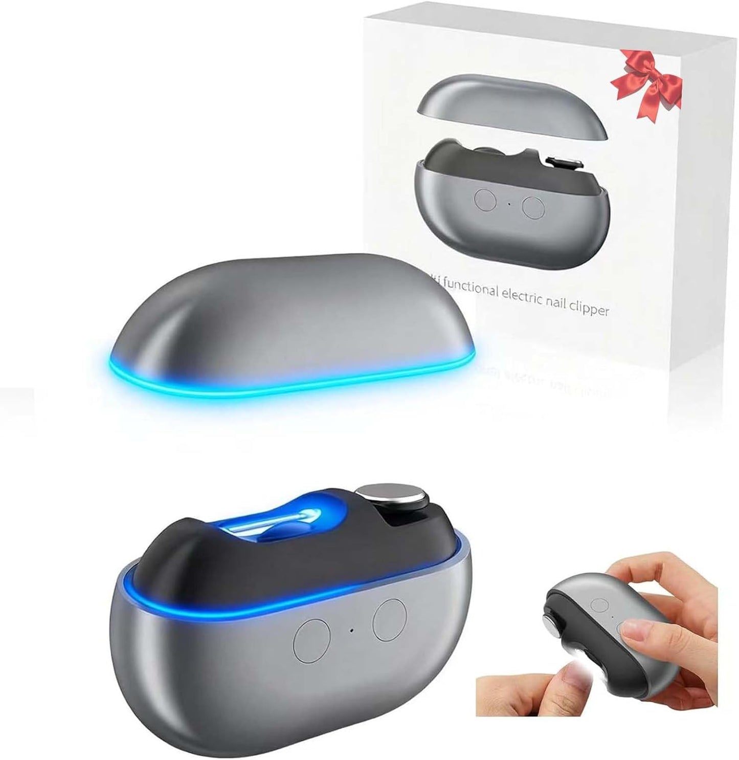 Electric Automatic Nail Clipper - 3-in-1 Fingernail & Toe Nail Trimmer with Light | Black