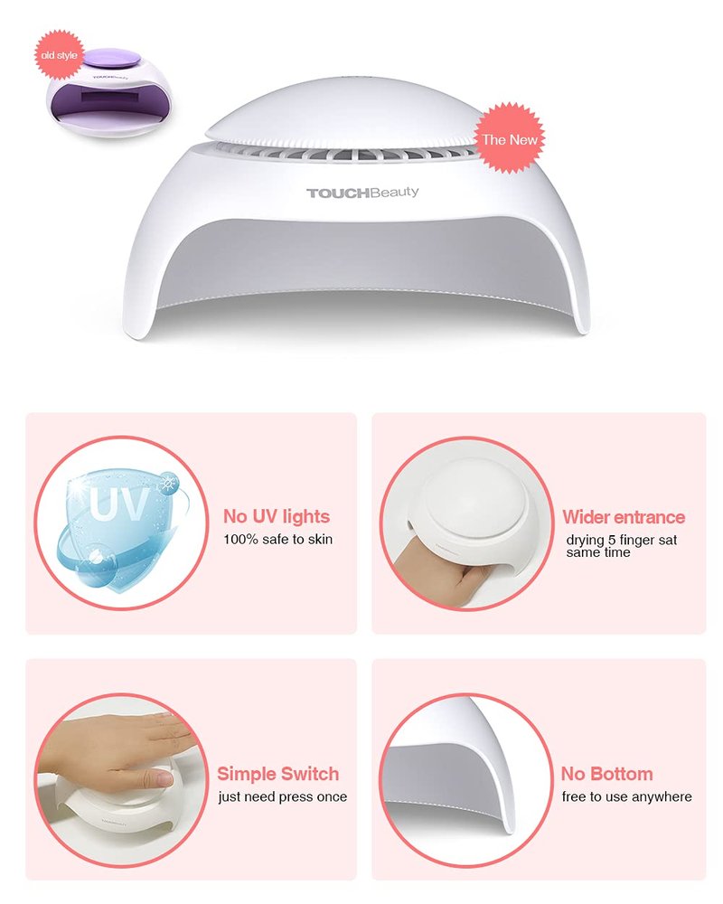 TOUCHBeauty Portable Nail Dryer with Air & 1 Led Nail Lamp Small Size Safe use for Kids Teen Drying Regular Nail Polishes Gift for GirlsTB-2130