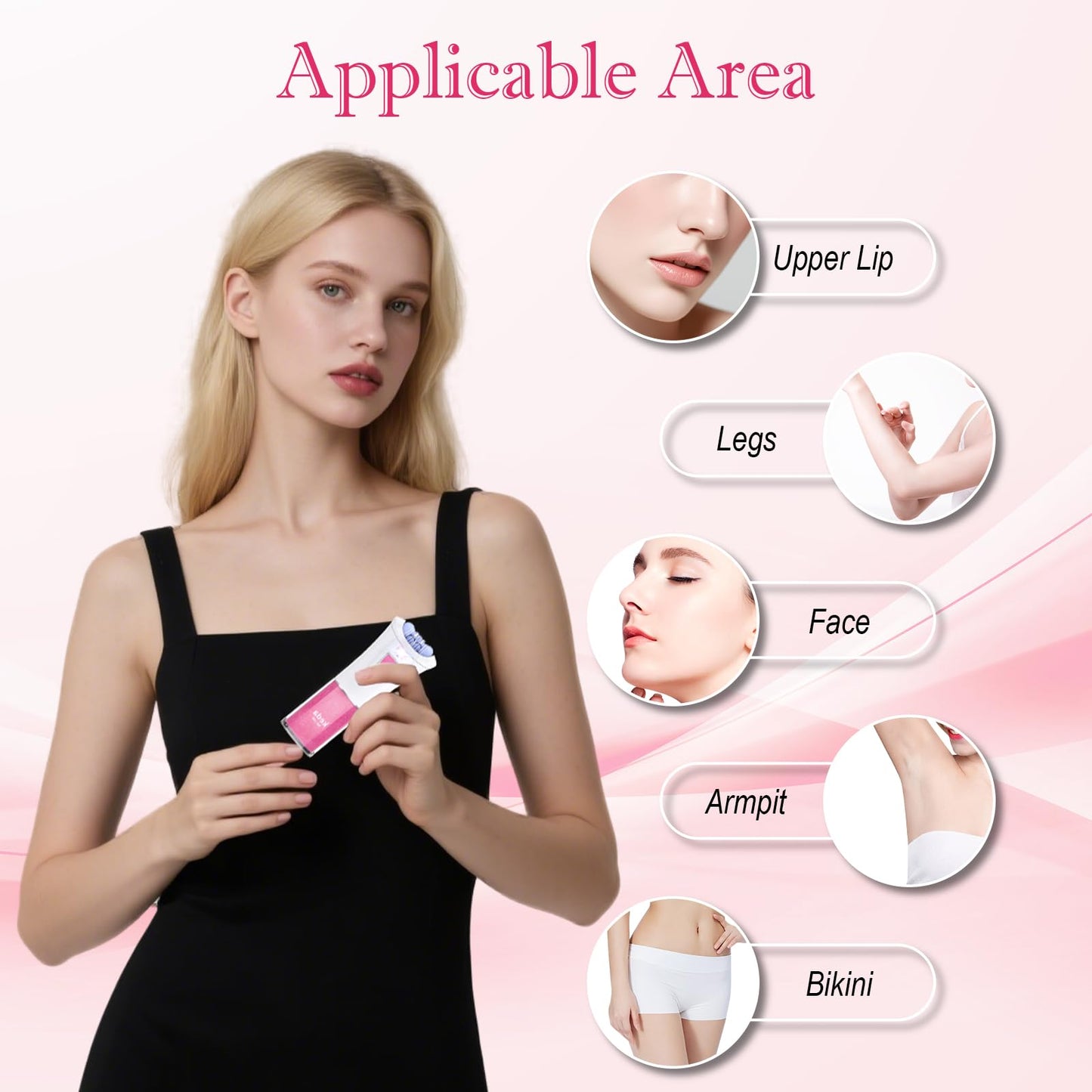 Skin Epilator, 2025 New Skin Hair Remover for Face, Facial Hair Removal for Women with LED Light, Cordless Epilators Hair Removal for Facial, Arms, Legs and Bikini (Pink)