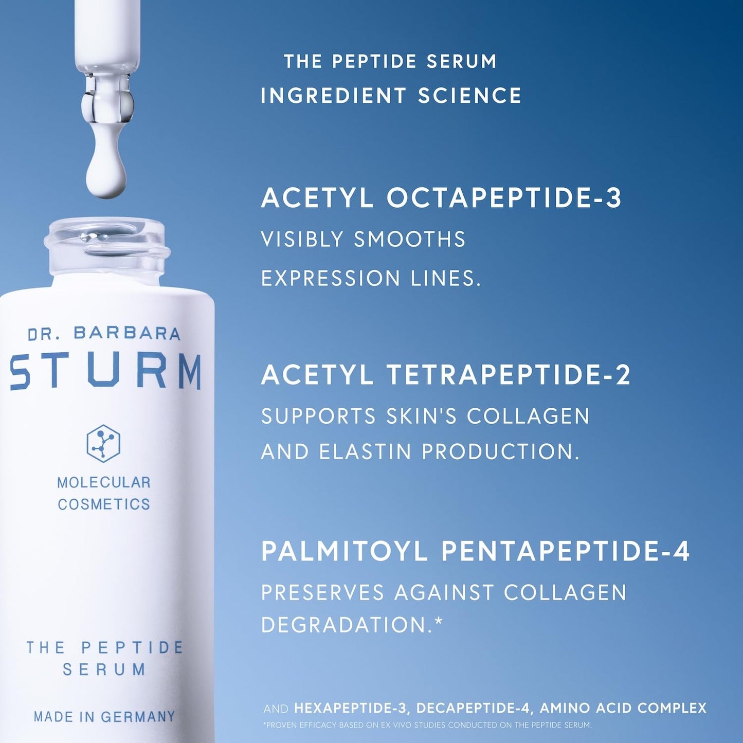 Peptide Serum 1.01 fl oz, with Advanced Bio-Tech Peptides, Visibly Firms, Plumps & Smooths Fine Lines, Supports Collagen & Elastin, Luxury Skincare By Dr. Barbara Sturm