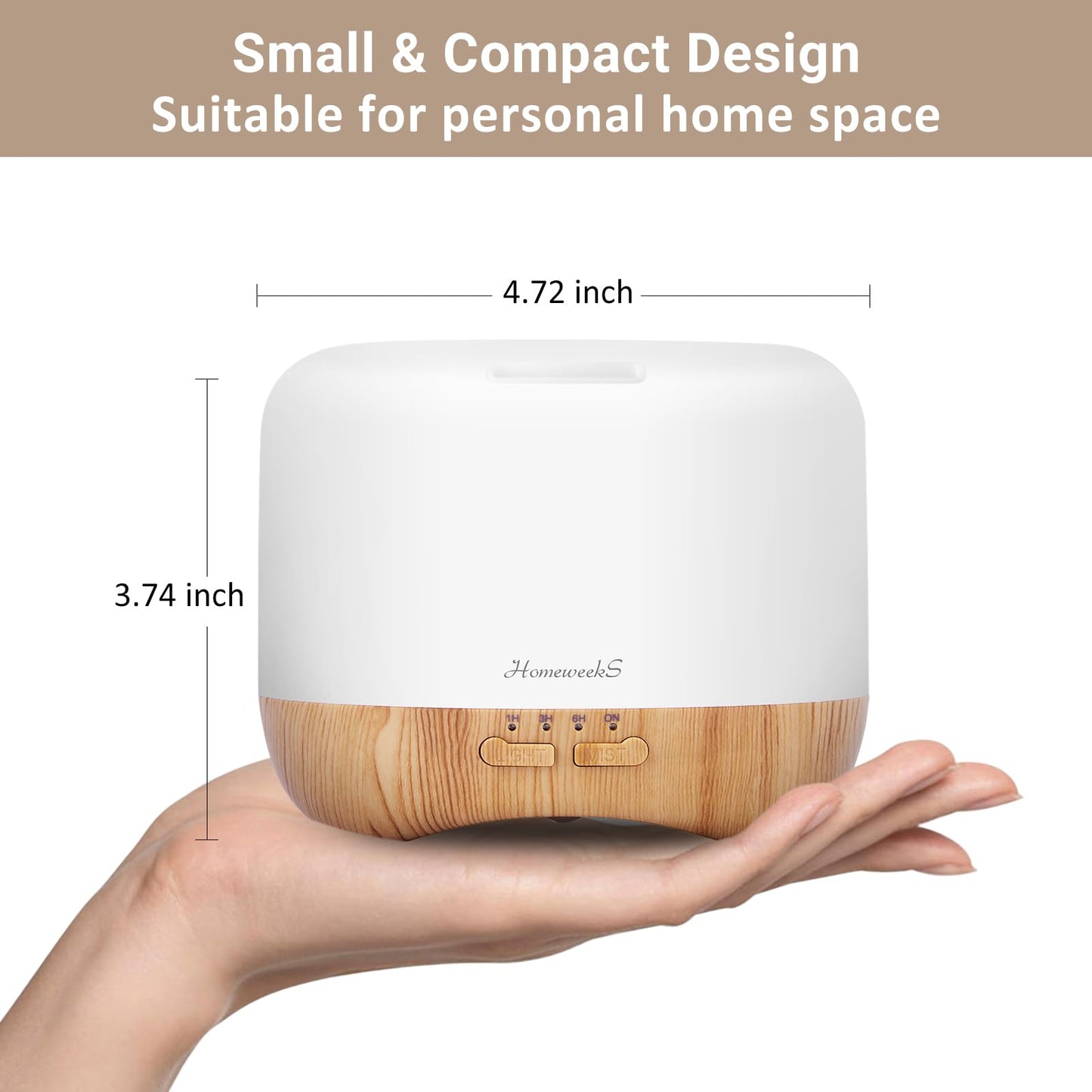 Aromatherapy Essential Oil Diffuser for Room: Air Humidifier Aroma Scent Cool Mist Colorful Lights Cute Small Large Auto Off Ultrasonic Diffusers for Home Bedroom White (300ml)