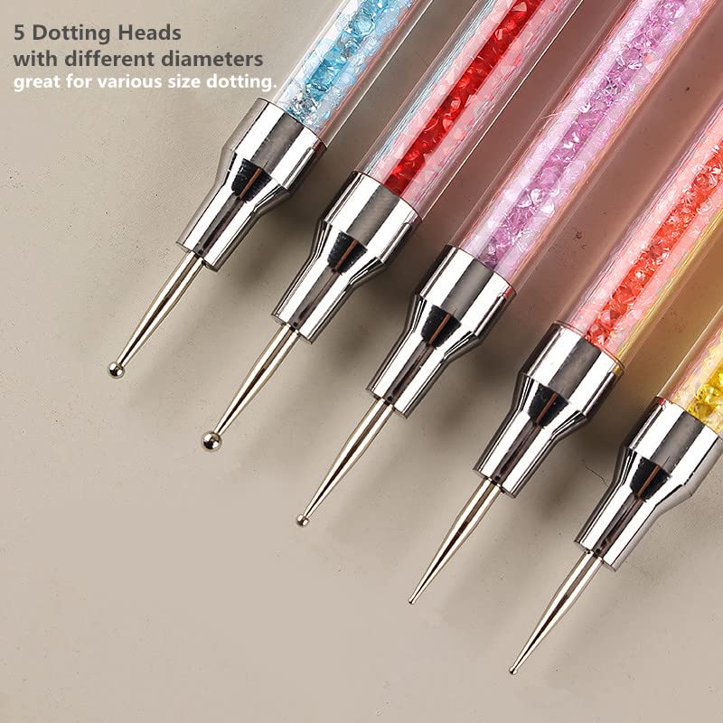 FULINJOY 5PCS Dual-Ended Nail Art Sculpture Pen Dotting Tools,
