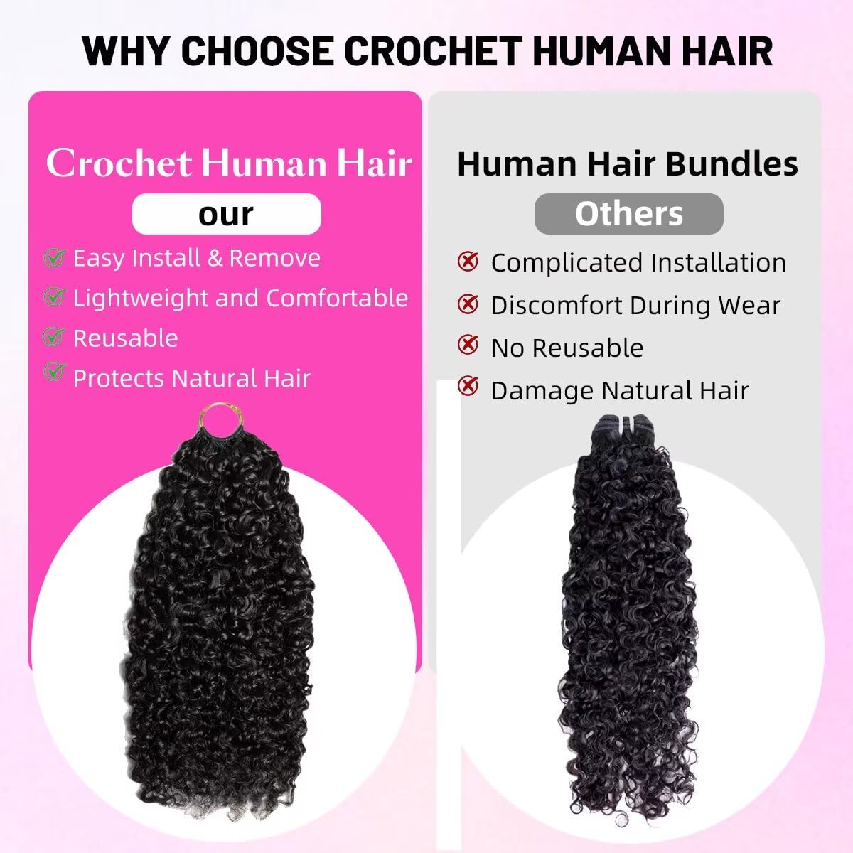 Feather Crochet Human Hair 12 Inch Crochet Burmese Curly 15A 100% Human Hair Bundles 60g 60 Strands Pre-Separated Crochet Hair for Black Women Burmese Curly Invisible Crochet Hair Extensions