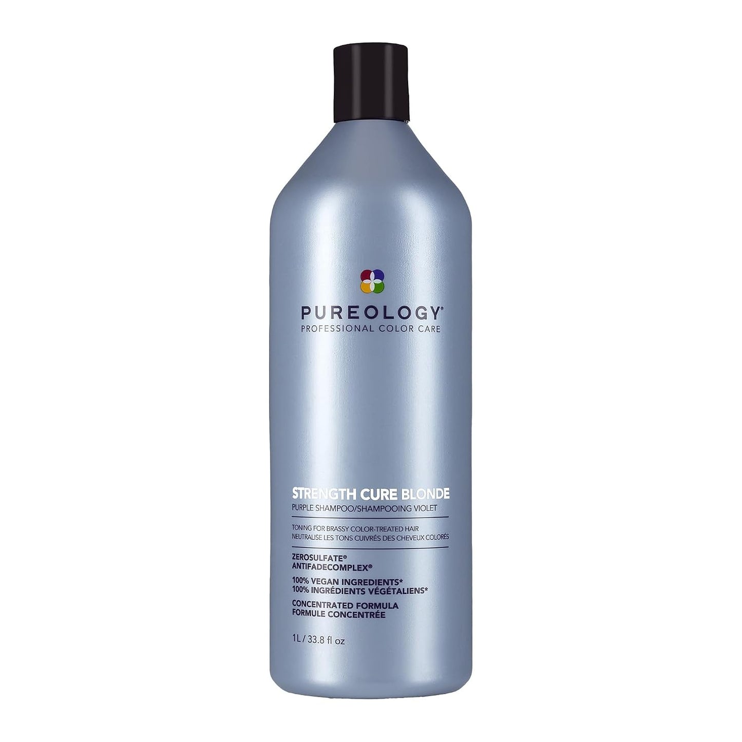Pureology Strength Cure Blonde Purple Shampoo - Tones & Fortifies Brassy Hair | Sulfate-Free, Vegan, 8.5 oz