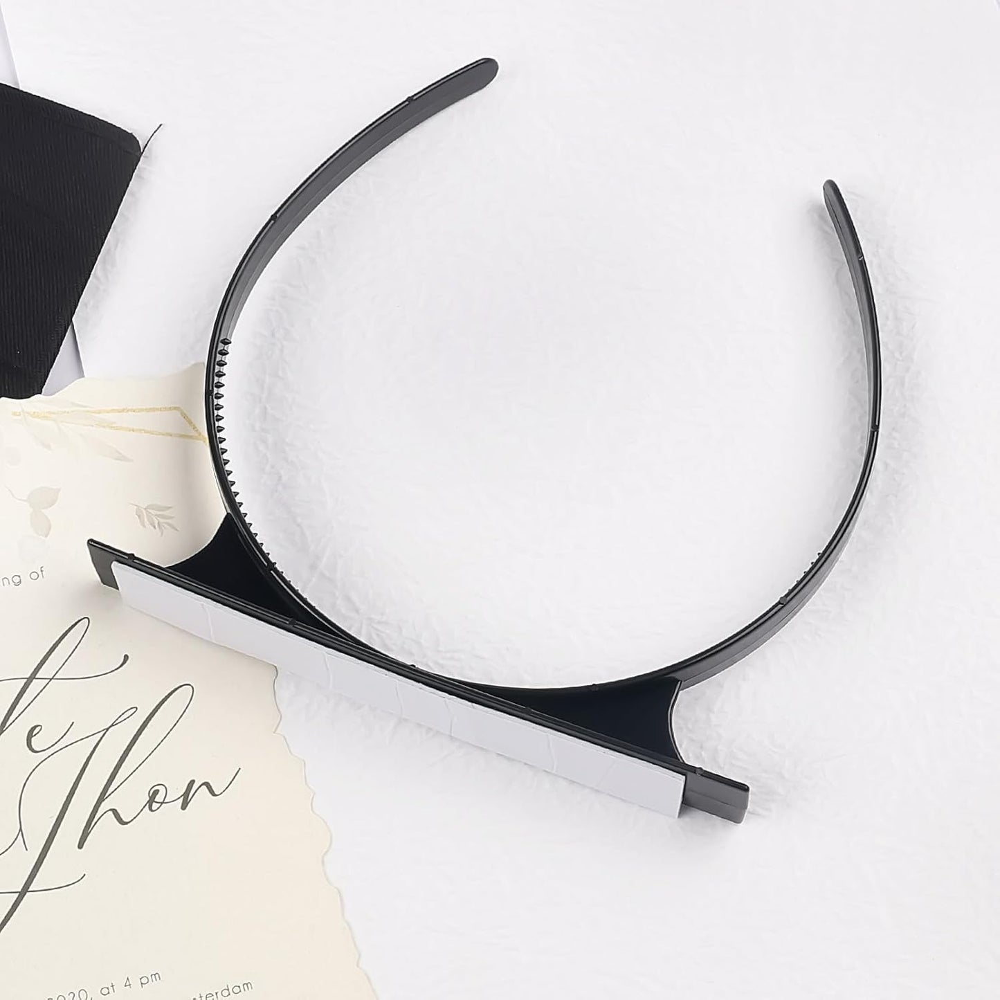 Graduation Cap Headband Insert - Black 2 Pack Firm Anti-Fall Hair Band | Secure Grad Cap Holder for Students