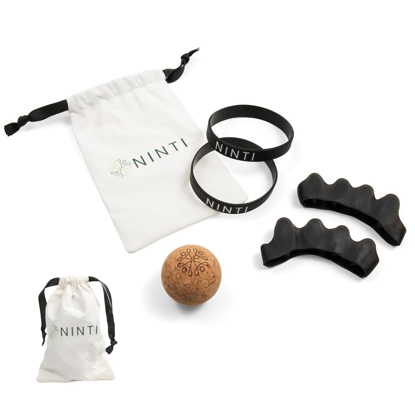 Toe Spacer Kit with Resistance Band & Massage Ball - Silicone Separators, Cork Ball, Cotton Bag | Bunion Corrector & Toe Splay Improver