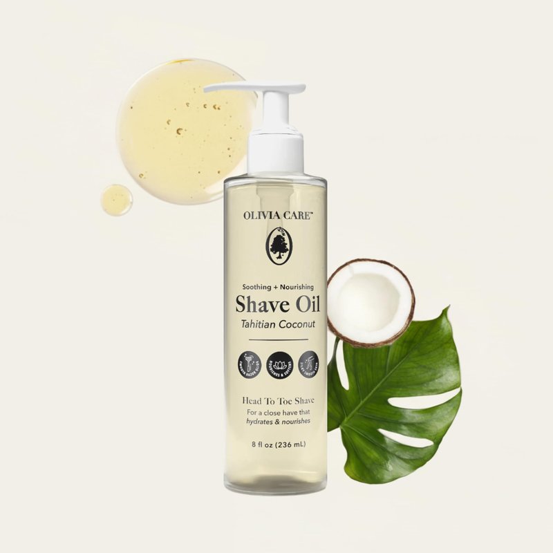 Tahitian Coconut Shave Oil, Moisturizing Razor Glide Oil for Smooth Close Shave, Hydrating Pre-Shave & Shaving Oil for Legs, Body & Bikini Area, Safflower & Coconut Oil Formula, 8 fl oz