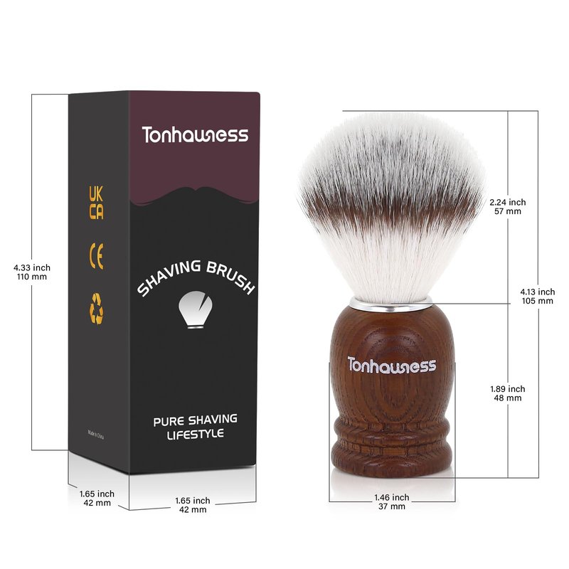 Synthetic Nylon Shaving Brush Wood Crafted Handle Shaving Brushes for Men, Handmade Beard Shave Brush for Gift