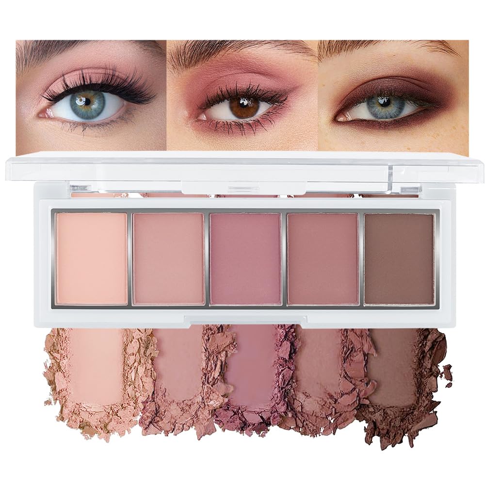 Warm Neutral Nude Eyeshadow Palette - Matte & Shimmer, High Pigment | Mini Everyday Makeup for All Eye Colors