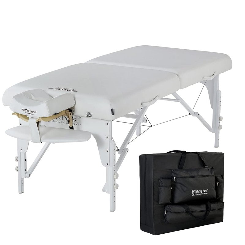 Montclair Extra Wide Massage Table - Professional Portable Spa Table with Memory Foam | Folding Adjustable Design (White)
